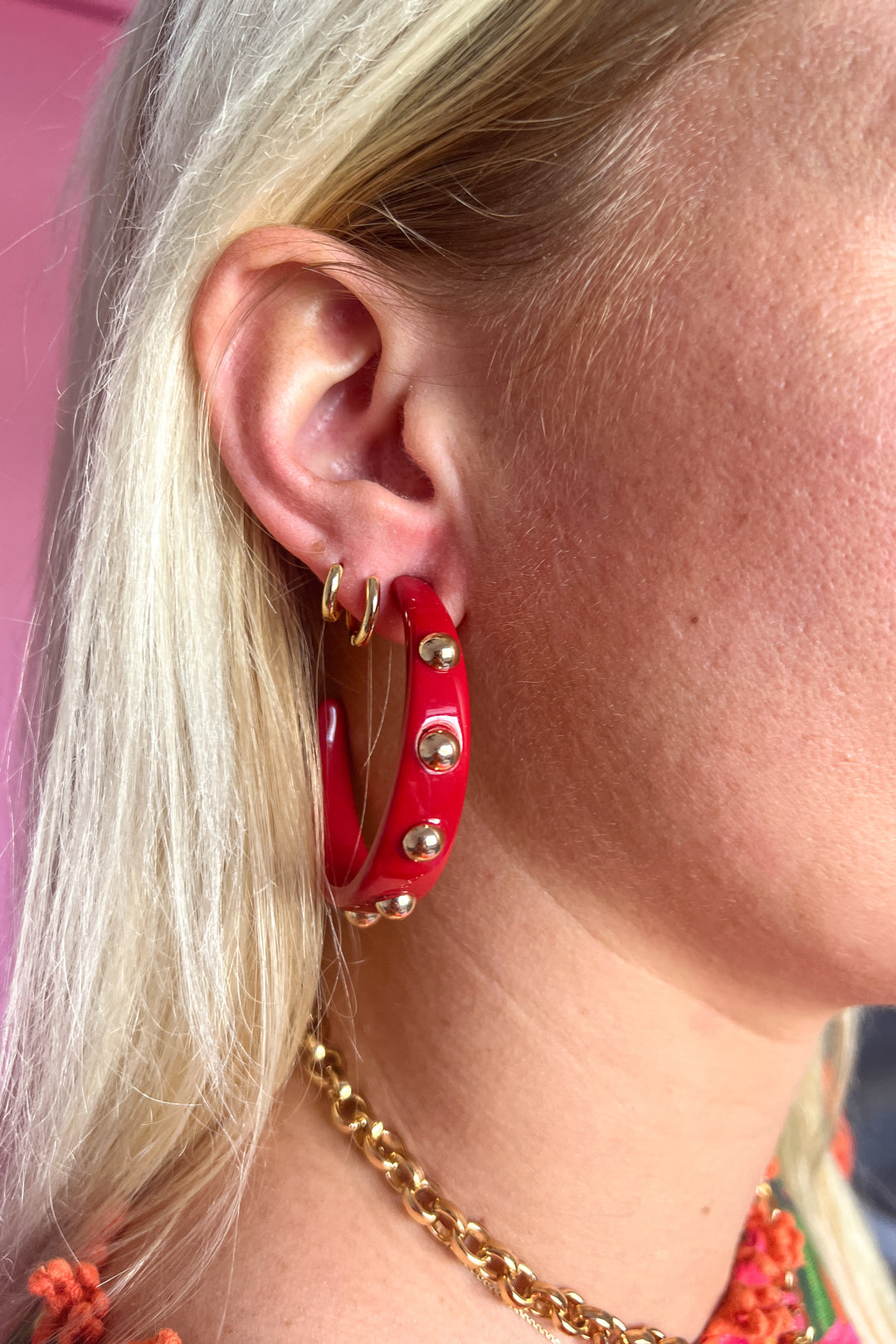 Journey earrings, red