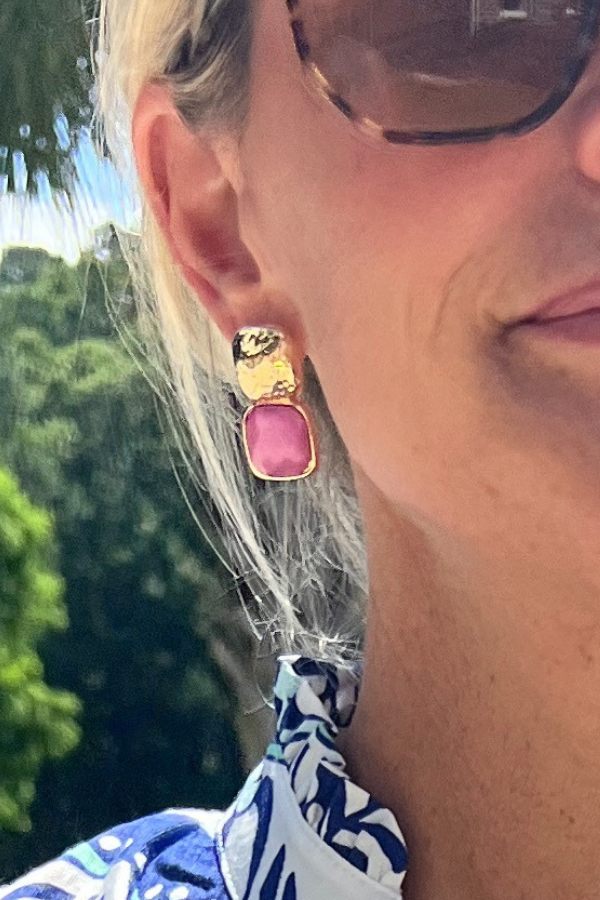 Beglin Earrings, magenta