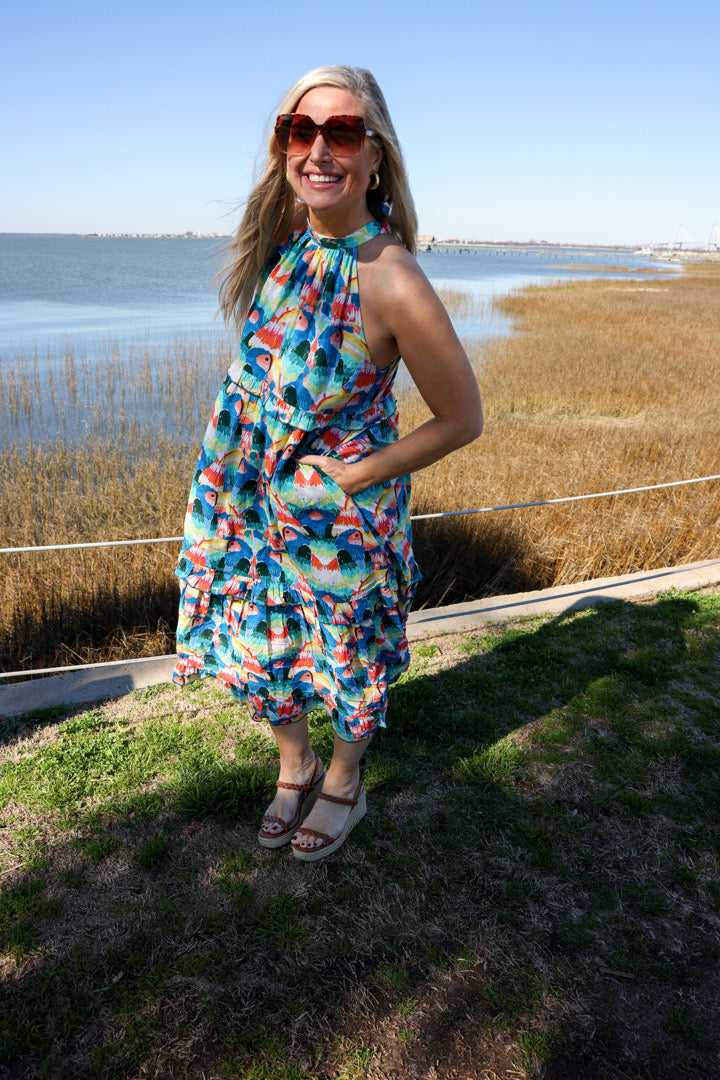 Alys Beach Dress by King + Pitt, Tropical Bird print