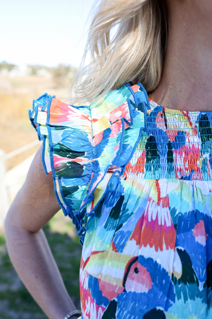 Treasure Cay Dress by King + Pitt, Tropical Bird print