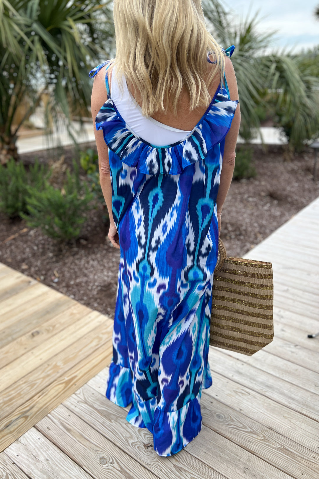 Stanton dress coverup, blue ikat