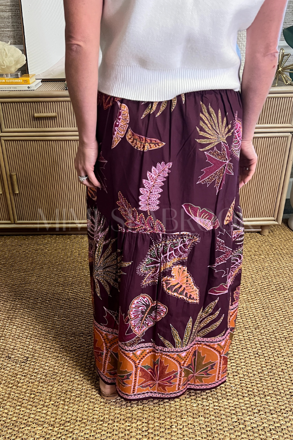 Ada skirt, wine flora print