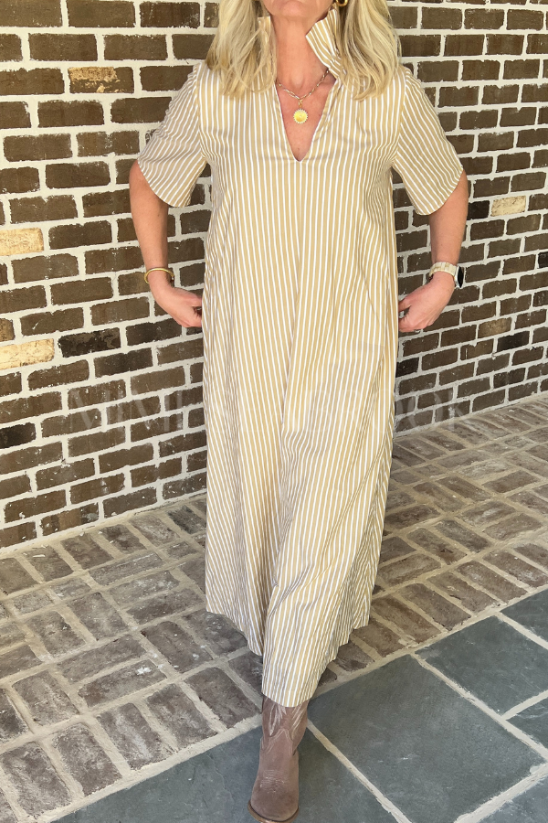 Amoco dress, gold stripe