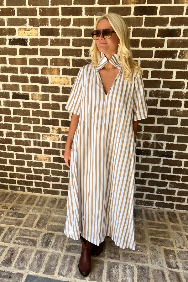 Amoco dress, brown stripe