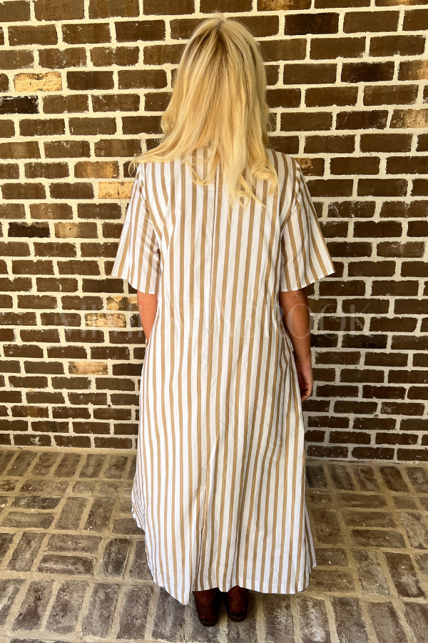 Amoco dress, brown stripe