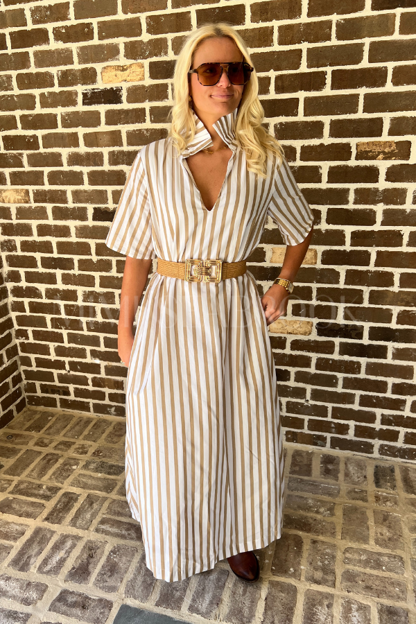 Amoco dress, brown stripe