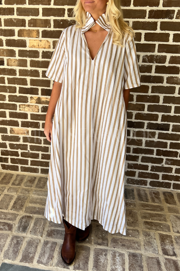 Amoco dress, brown stripe