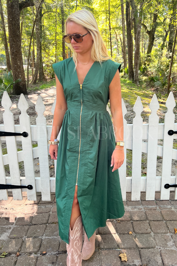 Analia dress, hunter green
