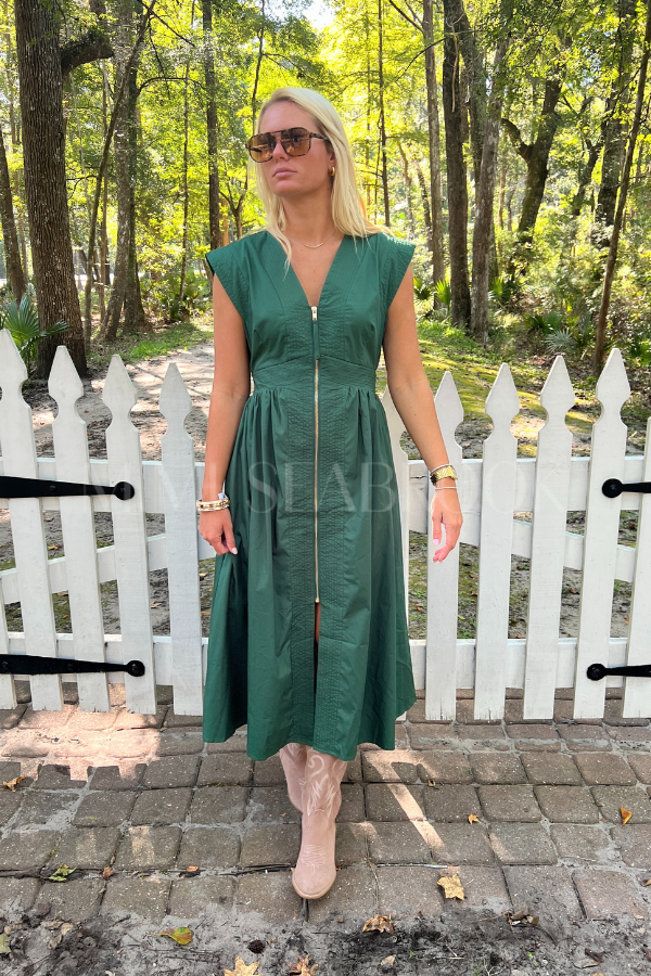 Analia dress, hunter green