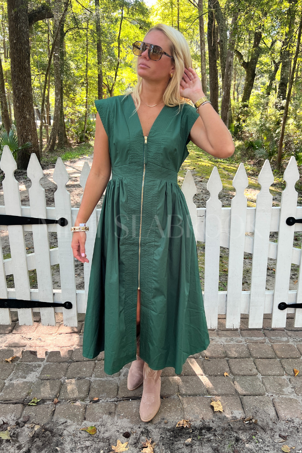 Analia dress, hunter green