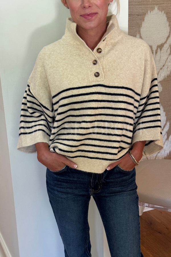Anneliese sweater top, ecru