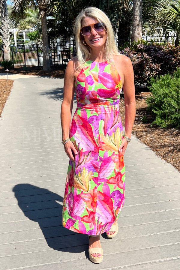 Artsy Flora Green Sleeveless Midi Dress by Farm Rio