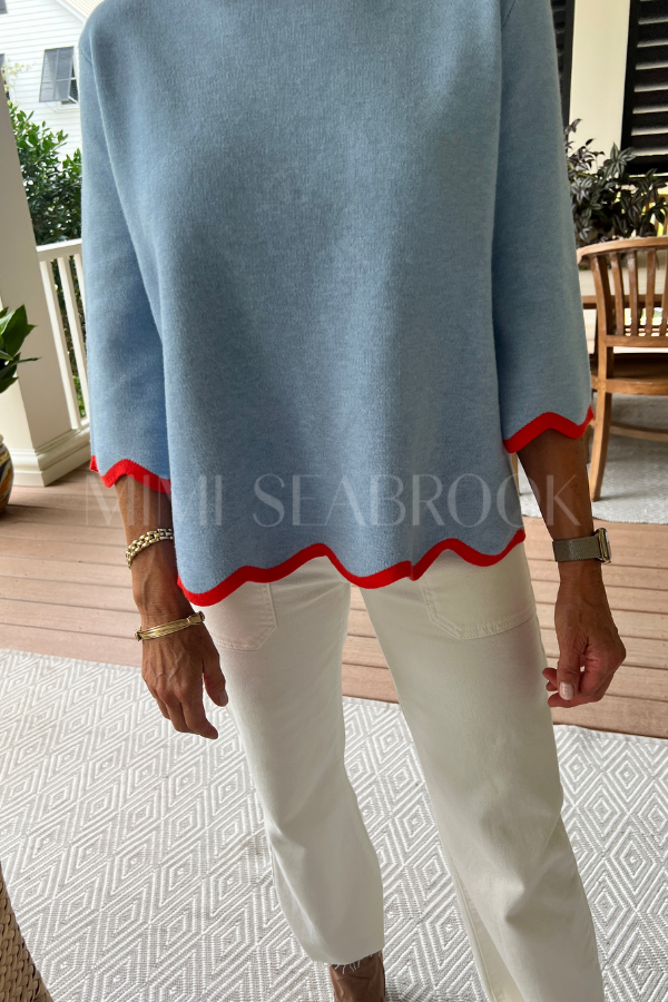 Averi sweater, blue/orange