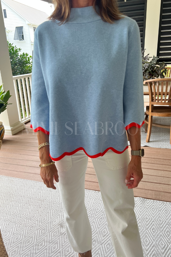 Averi sweater, blue/orange
