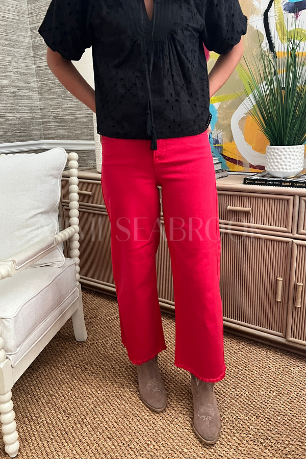 Baldwin wide leg jeans, red