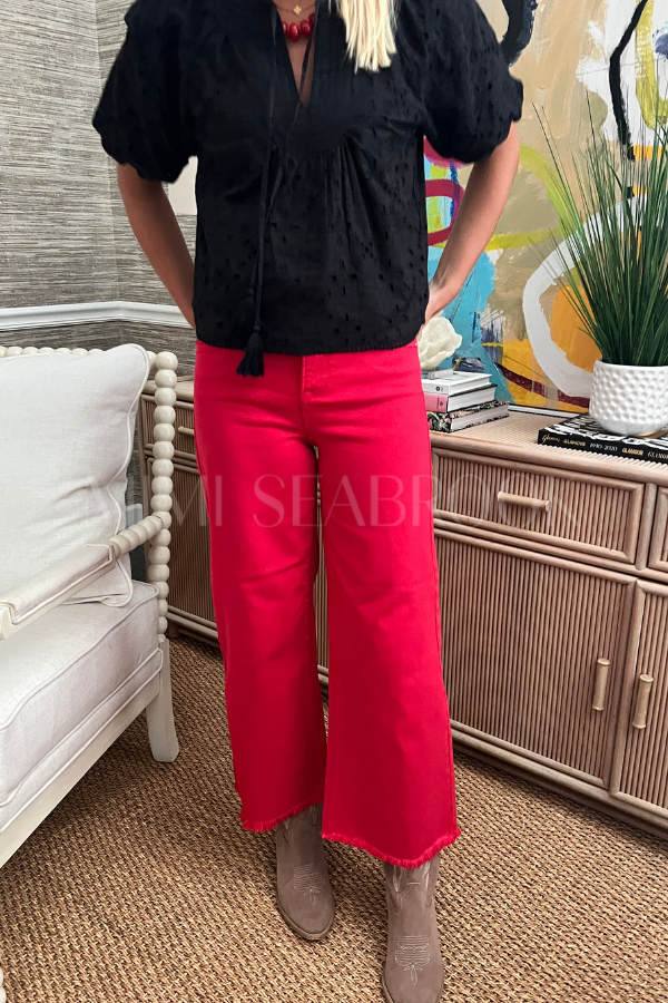 Baldwin wide leg jeans, red
