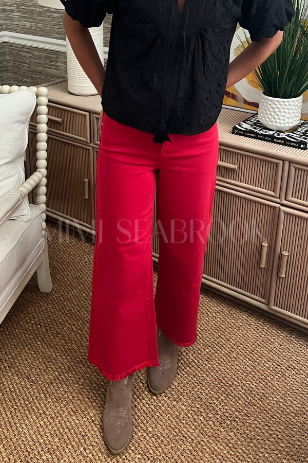 Baldwin wide leg jeans, red