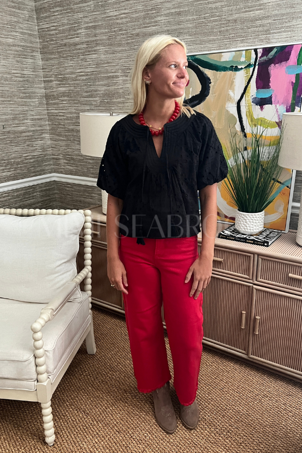 Baldwin wide leg jeans, red