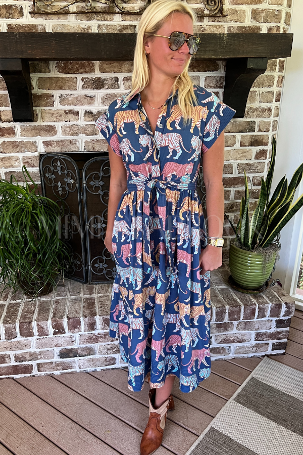 Belted Shirt Dress, Raj Navy by Oliphant