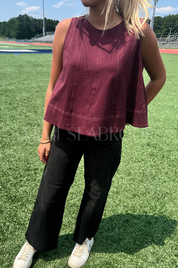 Benoni top, burgundy