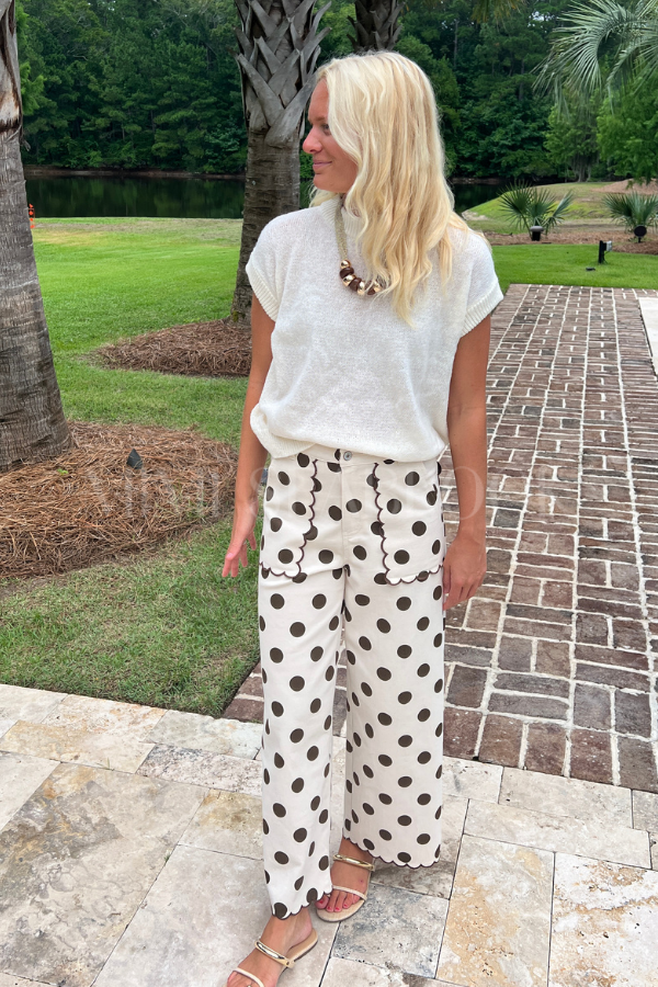 Bertram polka dot pants, brown