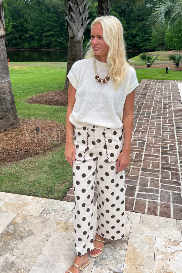 Bertram polka dot pants, brown