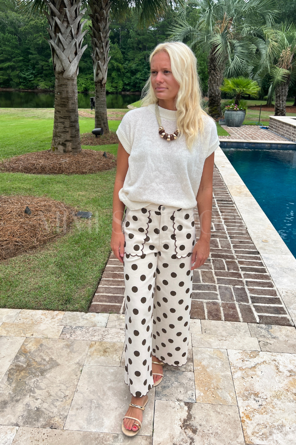 Bertram polka dot pants, brown