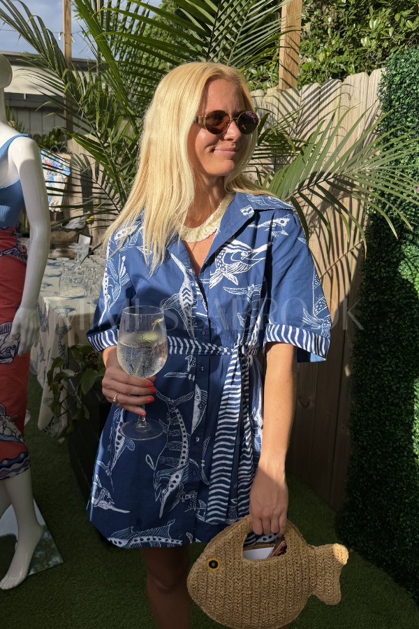 Bimini Dress by King + Pitt, blue billfish print (pre-order)