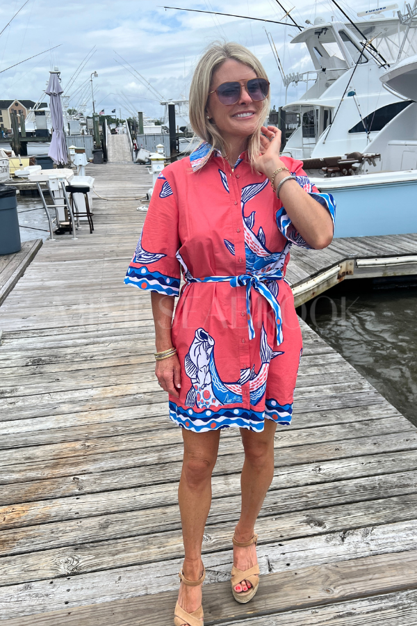Bimini Dress by King + Pitt, sunset tarpon print