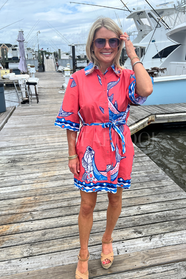 Bimini Dress by King + Pitt, sunset tarpon print