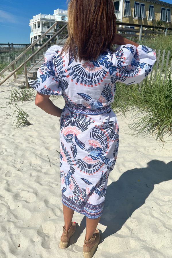 Boca Grande Dress, aztec bird print by King + Pitt