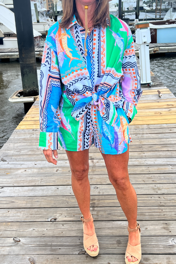 Boyfriend Shirt by King + Pitt, conch republic print