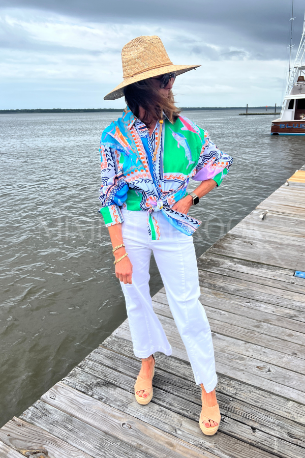 Boyfriend Shirt by King + Pitt, conch republic print
