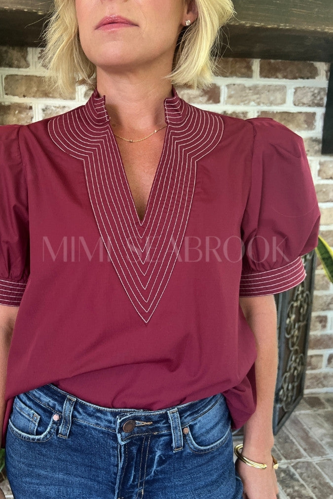 Braswell top, burgundy