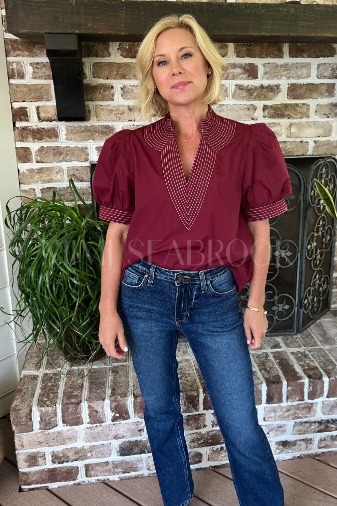 Braswell top, burgundy