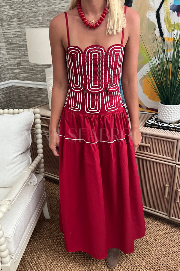 Burks top and skirt set, garnet