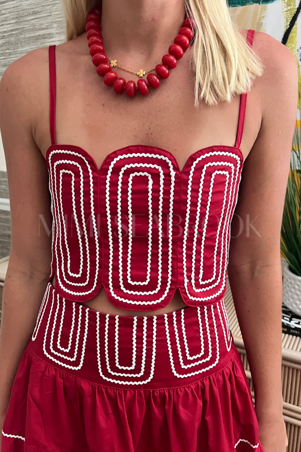 Burks top and skirt set, garnet