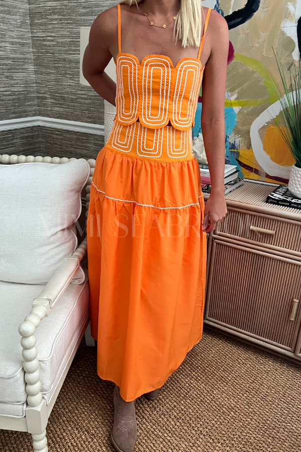 Burks top and skirt set, orange