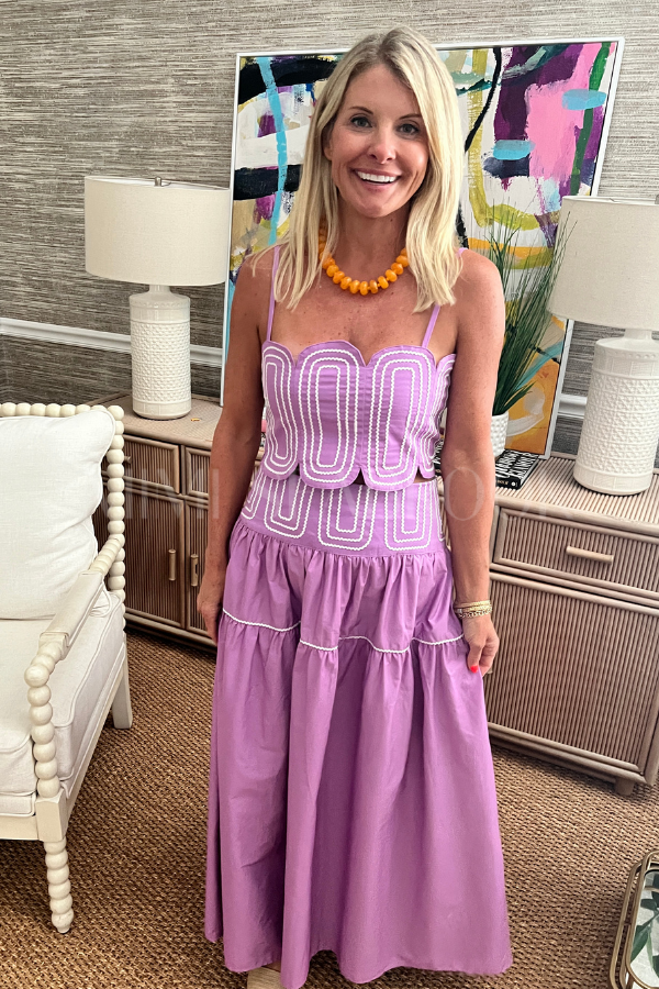 Burks top and skirt set, purple