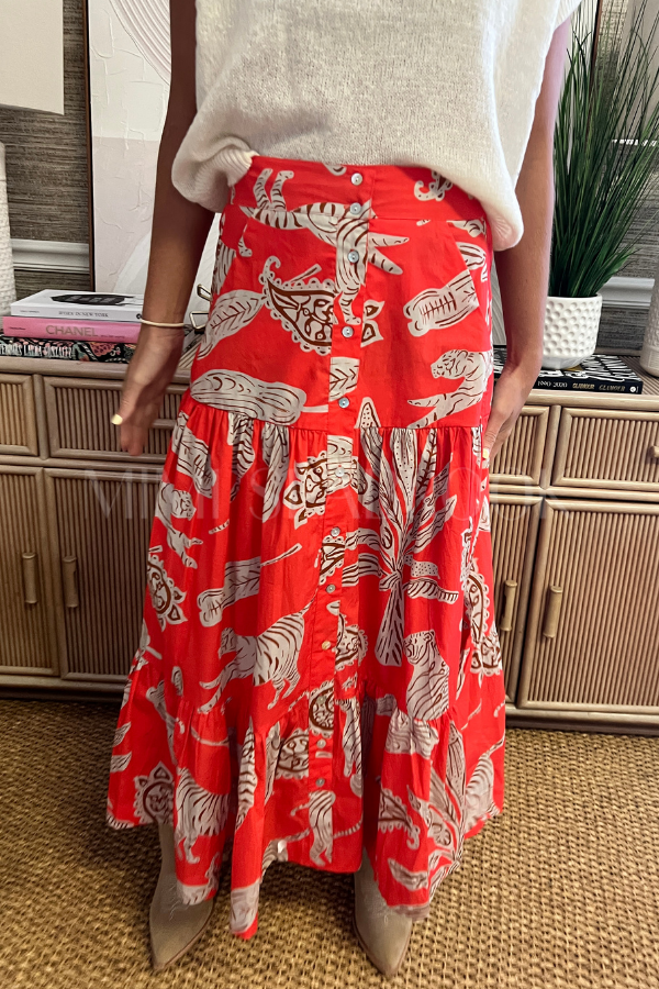 Button Front Skirt, Bengal Brick by Oliphant