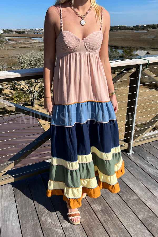 Colored Mix Pleated Maxi Dress by Farm Rio