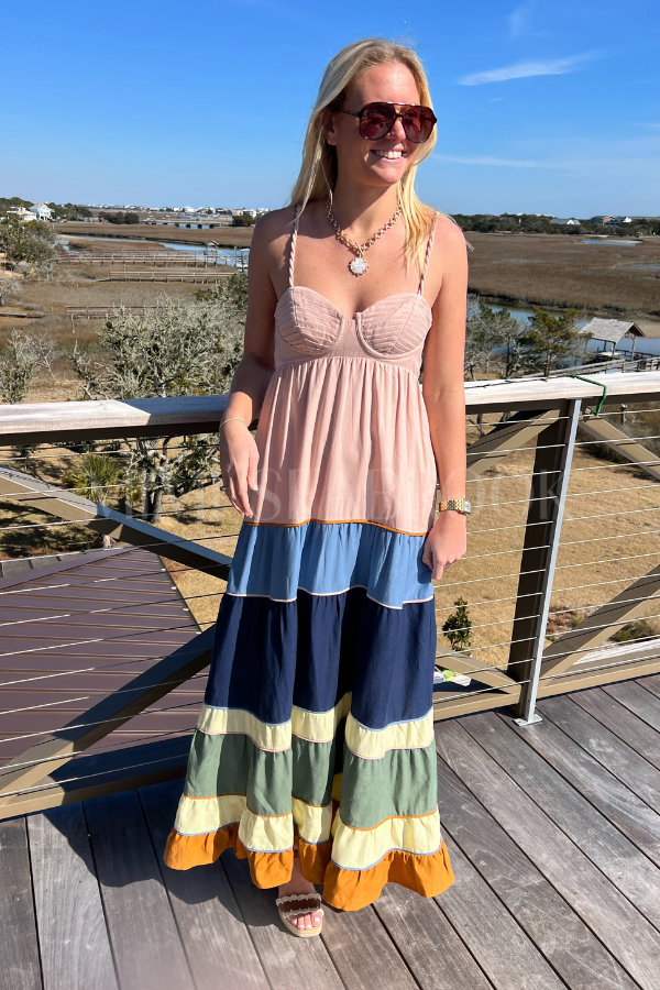 Colored Mix Pleated Maxi Dress by Farm Rio