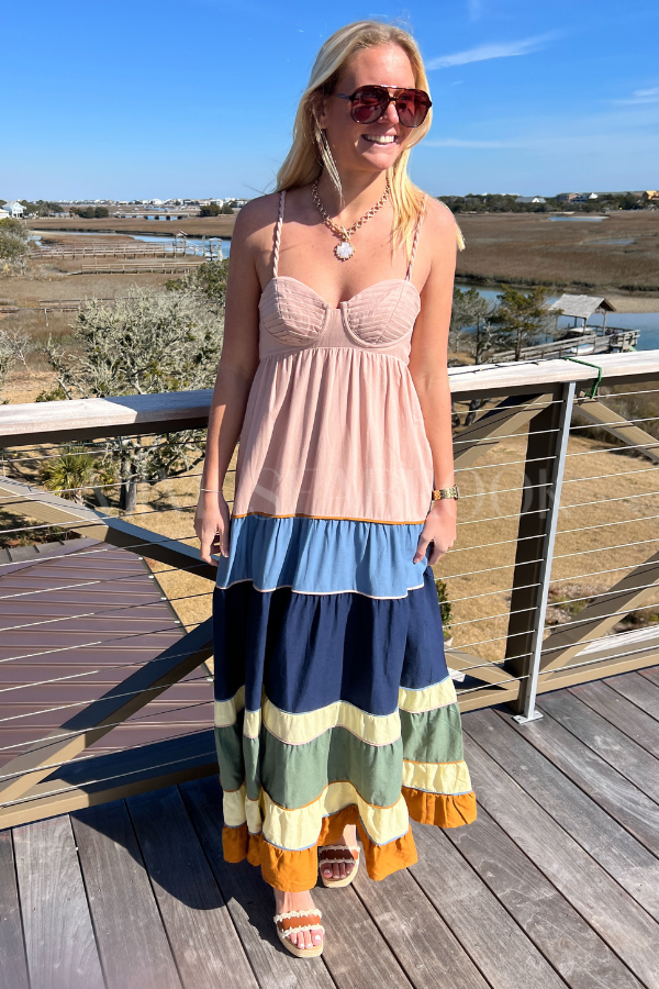 Colored Mix Pleated Maxi Dress by Farm Rio