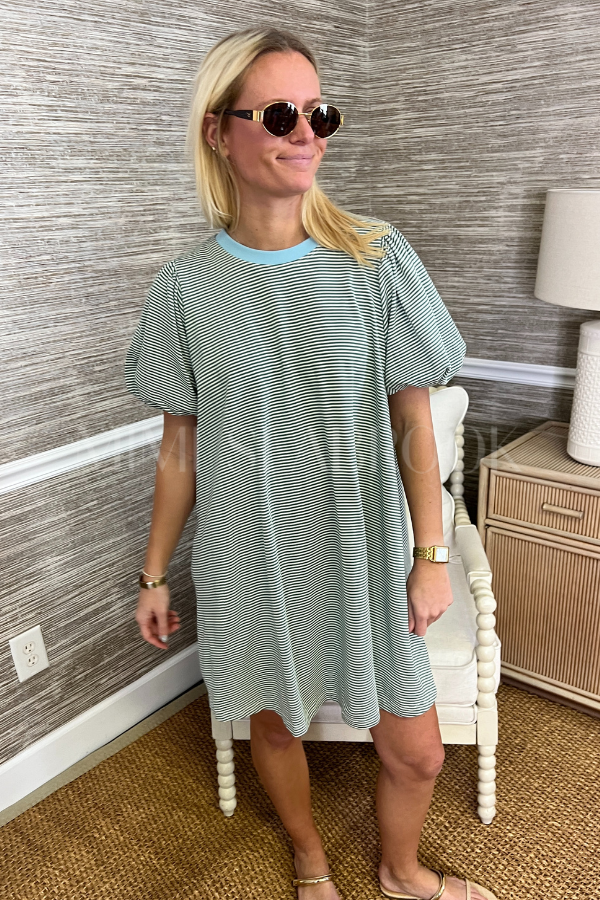 Cadwell dress, pistachio/sky