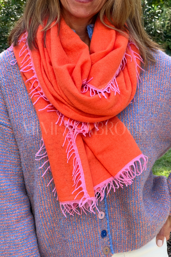Cagle cashmere scarf, orange pink