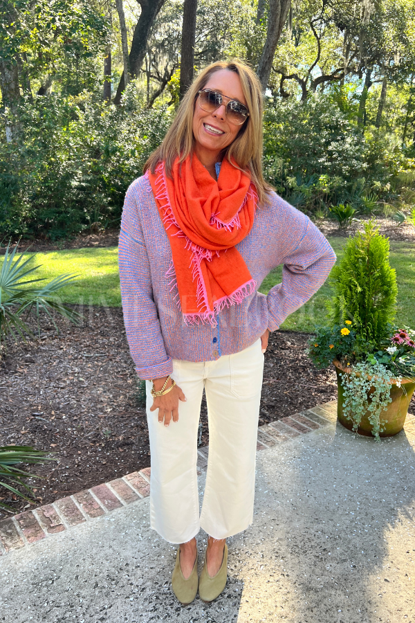 Cagle cashmere scarf, orange pink