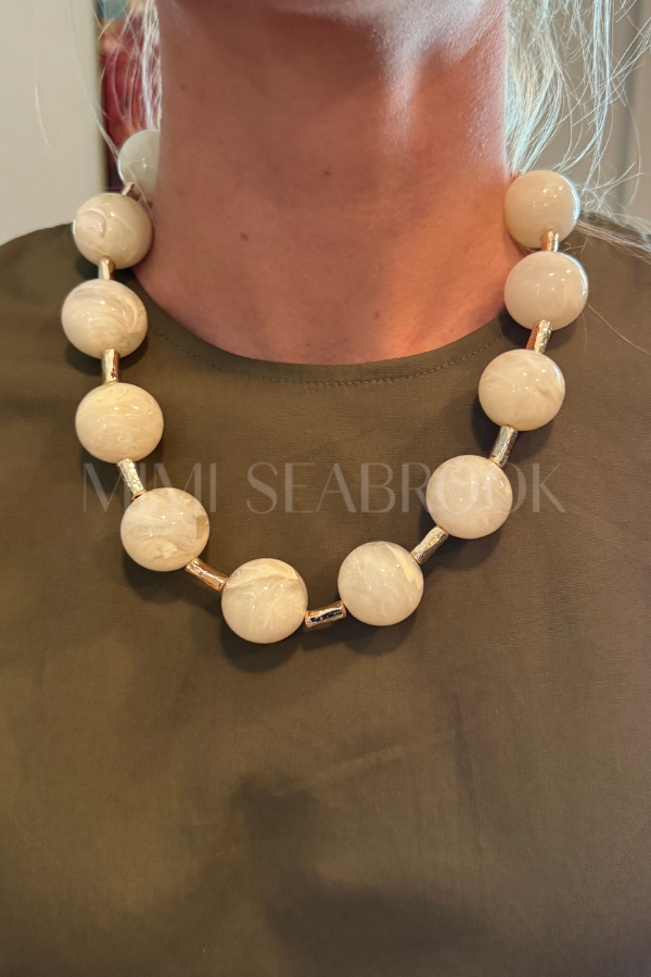 Camellia  necklace, ivory