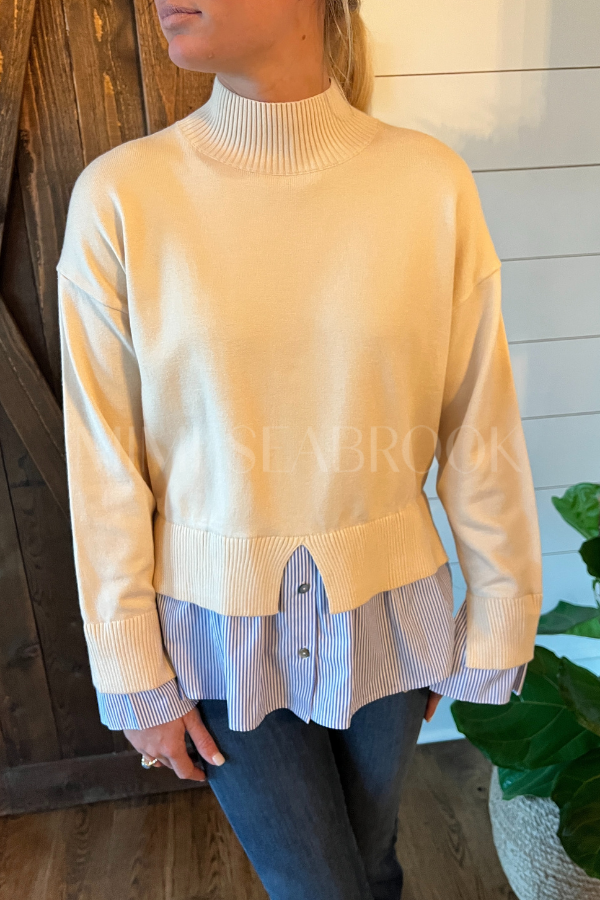 Candler sweater top, ecru
