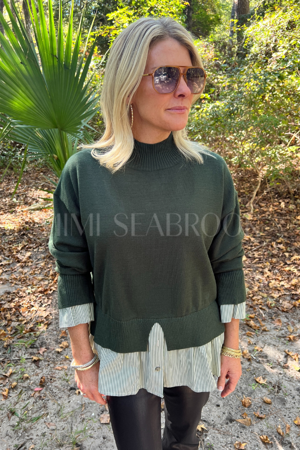 Candler sweater top, hunter green