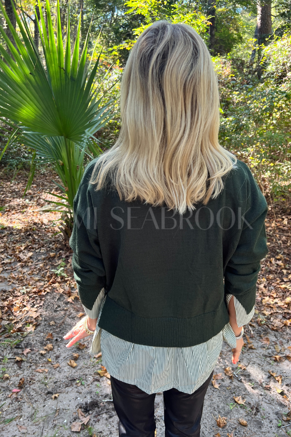 Candler sweater top, hunter green